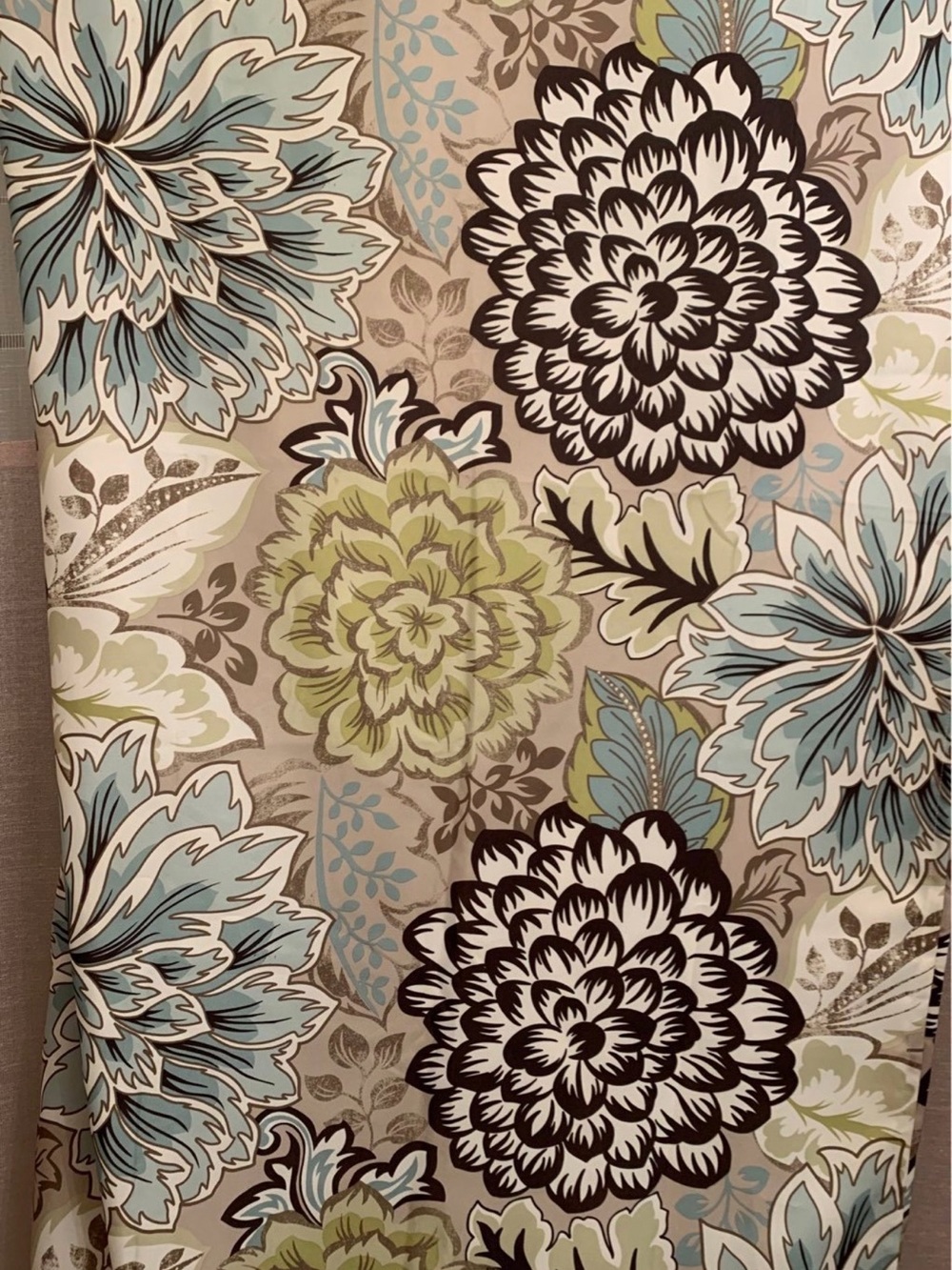 Home Classics Floral Window Curtain Panel in Teal, Green & Beige